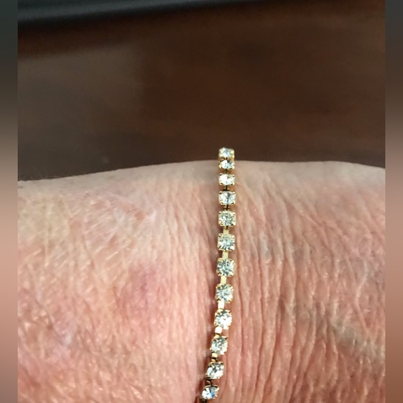 Gold Bracelet with Rhinestones!  7”.  Very sparkly! - Picture 3 of 6